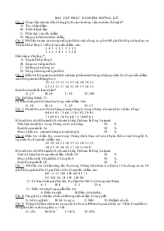 Bài tập trắc nghiệm thống kê