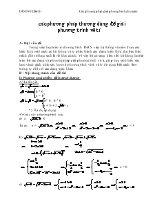 Các phương pháp thương dùng để giải phương trình vô tỉ