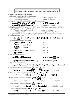 Câu hỏi trắc nghiệm chương III - Toán khối 10