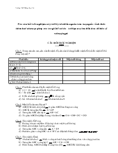 Câu hỏi trắc nghiệm mệnh đề