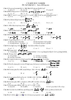 Câu hỏi trắc nghiệm ôn tập học kỳ I – Toán 10 nâng cao