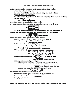 Chủ đề Phương trình đường thẳng hình học 10 - Nguyễn Văn A -THPT Nguyễn Bỉnh Khiêm