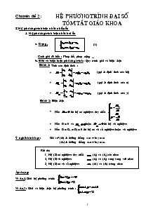 Chuyên đề 2 Hệ phương trình đại số tóm tắt giáo khoa