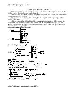 Chuyên đề bất phương trình căn thức