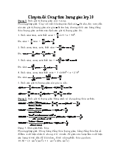 Chuyên đề: Công thức lượng giác lớp 10
