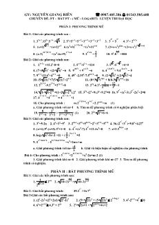 Chuyên đề: Phương trình - Bất phương trình - ( mũ - logarit) (tiếp)