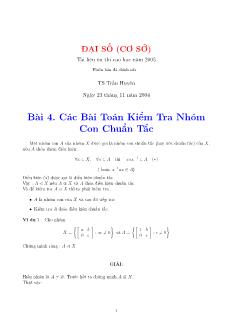 Đại số cơ sở - Bài 4: Các bài toán kiểm tra nhóm con chuẩn tắc