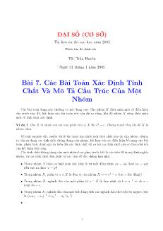 Đại số cơ sở - Bài 7: Các bài toán xác định tính chất và mô tả cấu trúc của một nhóm