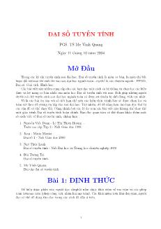 Đại số tuyến tính - Bài 1: ĐỊnh thức