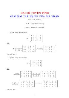 Đại số tuyến tính - Giải bài tập hạng của ma trận