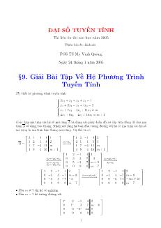 Đại số tuyến tính - Giải bài tập về hệ phương trình tuyến tính