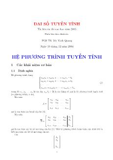 Đại số tuyến tính - Hệ phương trình tuyến tính