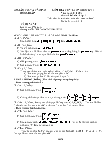 Đề 1 Kiểm tra chất lượng học kỳ I năm học: 2012-2013 môn thi: toán - lớp 10