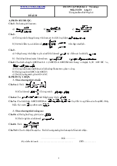 Đề 10 ôn tập học kì 2 – năm học môn toán lớp 11 thời gian làm bài 90 phút