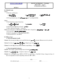 Đề 11 ôn tập học kì 2 – năm học môn toán lớp 11 thời gian làm bài 90 phút