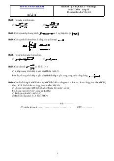 Đề 12 ôn tập học kì 2 – năm học môn toán lớp 11 thời gian làm bài 90 phút