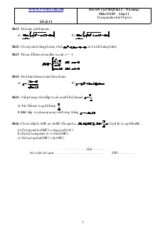 Đề 14 ôn tập học kì 2 – năm học môn toán lớp 11 thời gian làm bài 90 phút