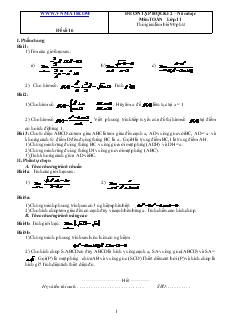 Đề 16 ôn tập học kì 2 – năm học môn toán lớp 11 thời gian làm bài 90 phút