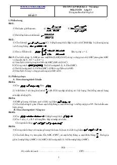 Đề 17 ôn tập học kì 2 – năm học môn toán lớp 11 thời gian làm bài 90 phút
