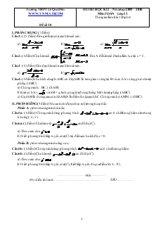 Đề 18 thi học kì 2 – năm học 2009 – 2010 môn toán lớp 11 thời gian làm bài 120 phút