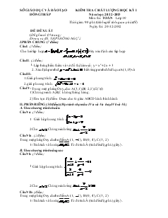 Đề 2 Kiểm tra chất lượng học kỳ I năm học: 2012-2013 môn thi: toán - lớp 10