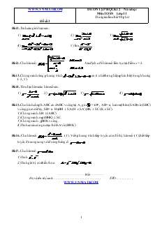 Đề 2 ôn tập học kì 2 – năm học môn toán lớp 11 thời gian làm bài 90 phút