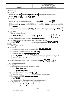Đề 2 thi học kì 1 môn toán lớp 10 thời gian làm bài 90 phút