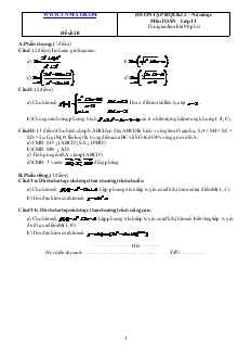 Đề 20 ôn tập học kì 2 – năm học môn toán lớp 11 thời gian làm bài 90 phút