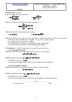 Đề 21 thi thử học kì 2 – năm học 2010 – 2011 môn toán lớp 11 thời gian làm bài 90 phút