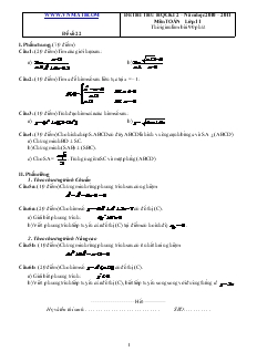 Đề 22 thi thử học kì 2 – năm học 2010 – 2011 môn toán lớp 11 thời gian làm bài 90 phút