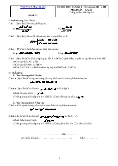 Đề 23 thi thử học kì 2 – năm học 2010 – 2011 môn toán lớp 11 thời gian làm bài 90 phút