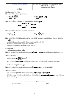 Đề 26 thi thử học kì 2 – năm học 2010 – 2011 môn toán lớp 11 thời gian làm bài 90 phút