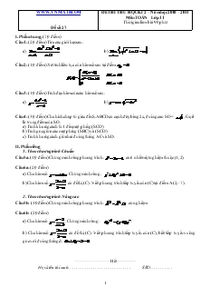 Đề 27 thi thử học kì 2 – năm học 2010 – 2011 môn toán lớp 11 thời gian làm bài 90 phút