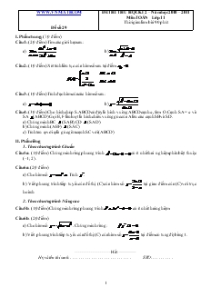 Đề 29 thi thử học kì 2 – năm học 2010 – 2011 môn toán lớp 11 thời gian làm bài 90 phút