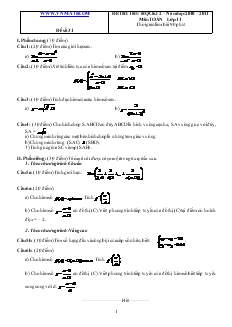 Đề 31 thi thử học kì 2 – năm học 2010 – 2011 môn toán lớp 11 thời gian làm bài 90 phút