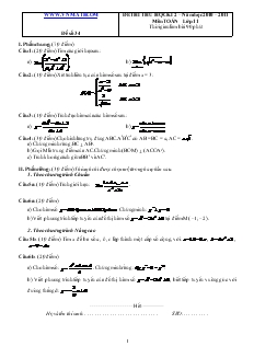 Đề 34 thi thử học kì 2 – năm học 2010 – 2011 môn toán lớp 11 thời gian làm bài 90 phút