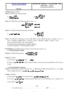 Đề 35 thi thử học kì 2 – năm học 2010 – 2011 môn toán lớp 11 thời gian làm bài 90 phút