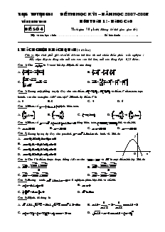 Đề 4 thi học kỳ I – năm học 2007-2008 tổ bộ môn toán môn toán 10 – nâng cao