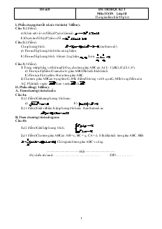 Đề 8 thi học kì 1 môn toán lớp 10 thời gian làm bài 90 phút