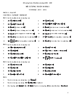 Đề cương Toán 10 cơ bản năm học 2012 – 2013