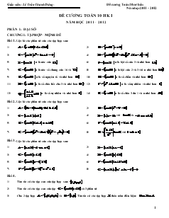 Đề Cương Toán 10 Học Kỳ I Năm Học 2011 – 2012