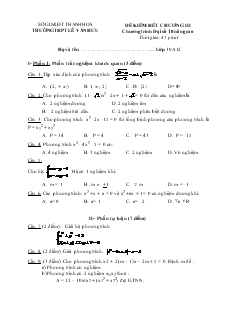 Đề kiểm hết chương 3 chương trình đại số 10 nâng cao