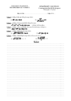 Đề kiểm hết chương IV chương trình đại số 10 nâng cao thời gian: 45 phút