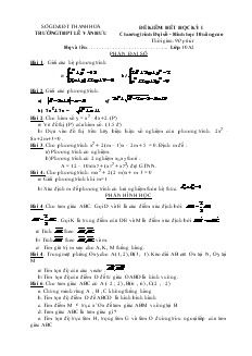 Đề kiểm hết học kỳ I chương trình đại số - Hình học 10 nâng cao