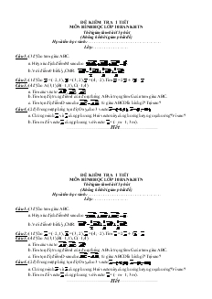 Đề kiểm tra 1 tiết môn Hình học lớp 10