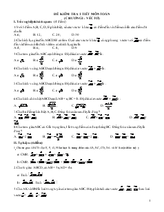 Đề kiểm tra 1 tiết môn toán 10