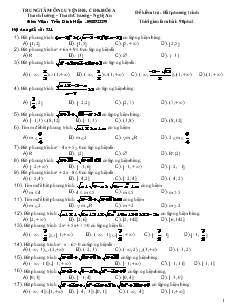Đề kiểm tra: Bất phương trình trung tâm ôn luyện Đại học - Cao đẳng khối A
