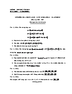 Đề kiểm tra chất lượng đầu năm lớp 10 –  năm học 2008 -2009