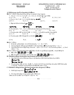 Đề kiểm tra chất lượng học kì I năm học 2007 – 2008 môn: toán lớp 10
