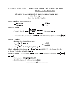 Đề kiểm tra chất lượng học kì II năm học 2012 – 2013 môn: toán lớp 11 thời gian làm bài: 90 phút